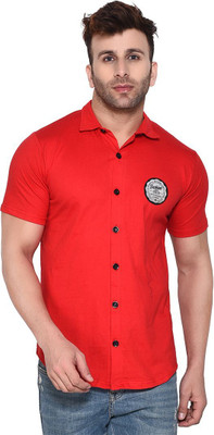 Blisstone Men Embroidered Casual Red Shirt