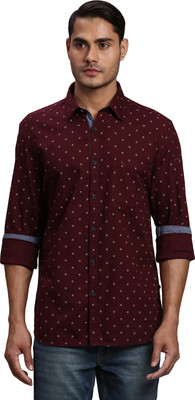PARX Men Printed Casual Maroon, White, Yellow Shirt