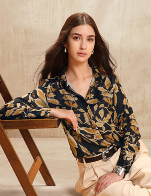 U.S. POLO ASSN. Women Printed Casual Black, Brown Shirt