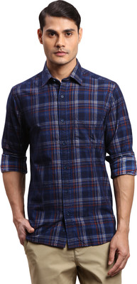 COLORPLUS Men Checkered Casual Blue Shirt
