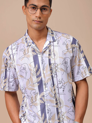 The Indian Garage Co. Men Printed Beach Wear Grey Shirt