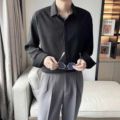 Leriya Fashion Men Striped Casual Black Shirt