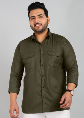 METRONAUT PLUS Men Solid Casual Dark Green Shirt