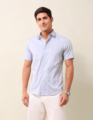 U.S. POLO ASSN. Men Striped Casual Grey Shirt