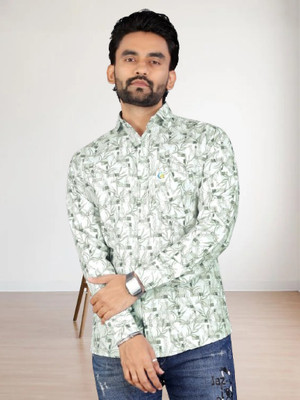 ISUEL FAB Men Checkered Casual Light Green Shirt