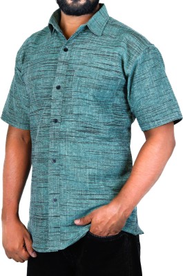 AUZAAI COLLECTION Men Self Design Casual Green Shirt