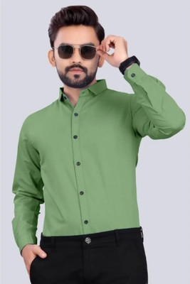 Restore Fashion Men Solid Casual Green Shirt
