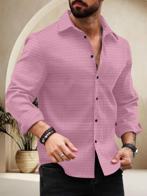 Growwax Men Self Design Casual Purple Shirt