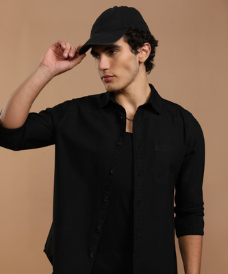 HIGHLANDER Men Solid Casual Black Shirt