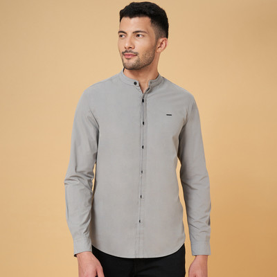 PEOPLE Men Solid Casual Grey Shirt