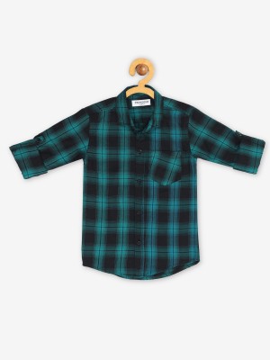 PROVOGUE Boys Checkered Casual Dark Green, Black Shirt