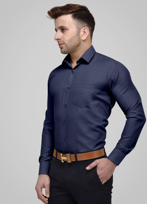 SHIRTWALAA Men Solid Formal Dark Blue Shirt