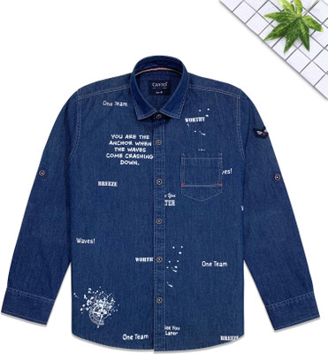 CAVIO Boys Solid Casual Blue Shirt
