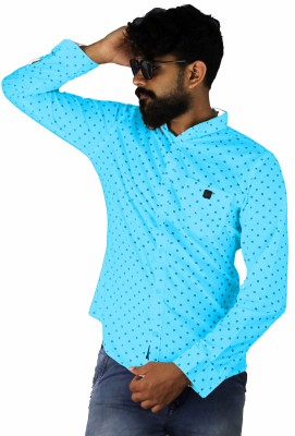 Indi Hemp Men Graphic Print Casual Light Blue Shirt