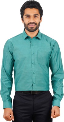 Ramraj Cotton Men Solid Formal Green Shirt