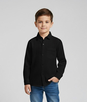 Zarila Boys Solid Casual Black Shirt