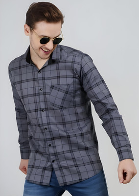 Surhi Men Checkered Casual Grey Shirt