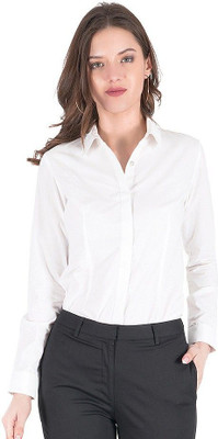 Kanishk Women Solid Formal White Shirt