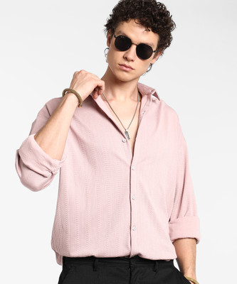 CAMPUS SUTRA Men Striped Casual Pink Shirt