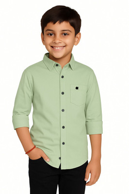 jabak creation Boys Solid Casual Light Green Shirt