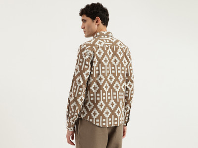 United Colors of Benetton Men Printed Casual Brown Shirt