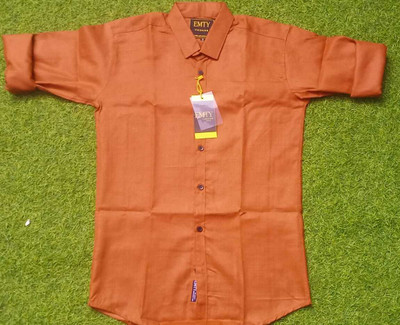EMTY FASHION Men Solid Casual Brown Shirt