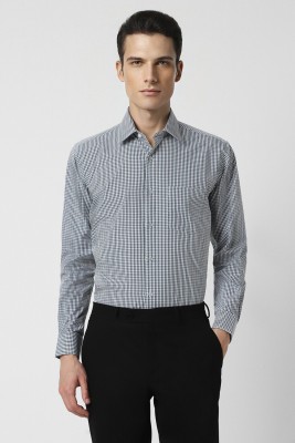 VAN HEUSEN Men Checkered Formal Black, White, Dark Green Shirt