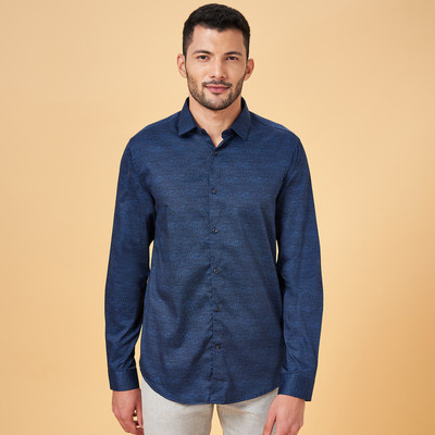 Byford by Pantaloons Men Printed Casual Dark Blue, Blue Shirt