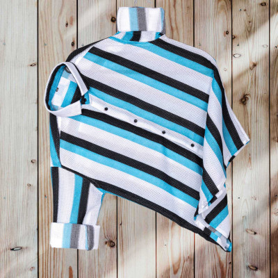 Pribha Fashion Men Striped, Self Design Casual Blue Shirt