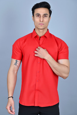 BlackLilly Men Solid Casual Red Shirt