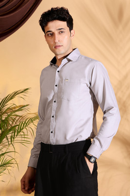 ORIFAB Men Solid Formal Grey Shirt