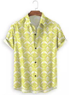 ENTNICBLISS Men Printed Casual White, Light Green Shirt