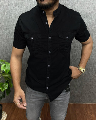 SHIRTZONE Men Solid Casual Black Shirt