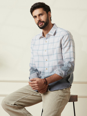 WROGN Men Dyed/Ombre, Checkered Casual Grey Shirt