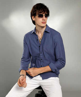 CAMPUS SUTRA Men Printed Casual Blue Shirt