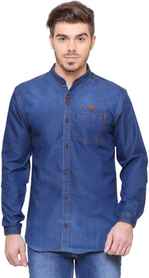 KUONS AVENUE Men Solid Casual Blue Shirt