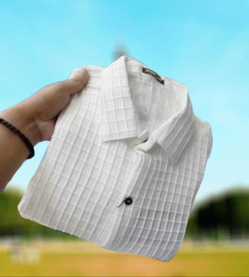 NIVNSH CREATION Men Solid Casual White Shirt