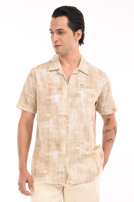 Estilocus Men Self Design Casual Yellow Shirt