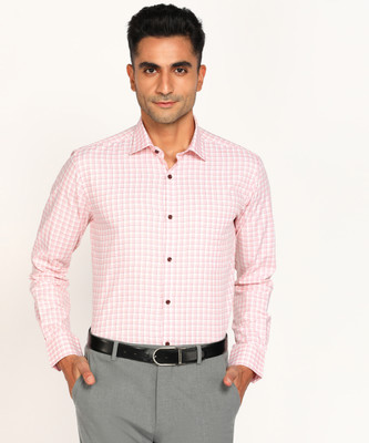 PARK AVENUE Men Checkered Formal Red Shirt