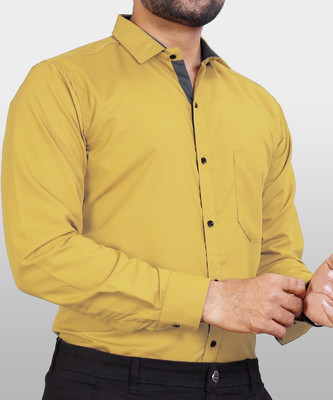 METRONAUT Men Solid Casual Yellow Shirt