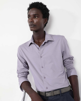 RARE RABBIT Men Solid Casual Purple Shirt