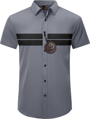 GAZZY CREATION Men Striped Casual Grey Shirt