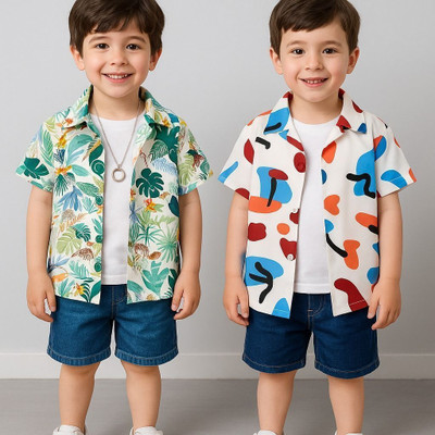 SVHFashion Boys Printed Casual Multicolor Shirt(Pack of 2)