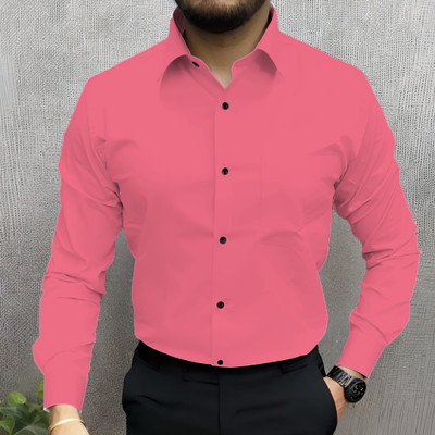 JEMI ENTERPRISE Men Self Design, Solid Formal Pink Shirt
