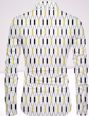 The style grove Men Solid Casual Black, White, Yellow Shirt