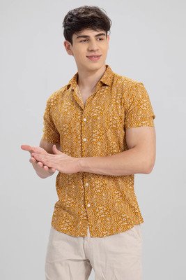 STOVESSY Men Printed Casual Yellow, White Shirt