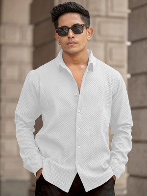 Cloth Factory Men Solid Casual White Shirt