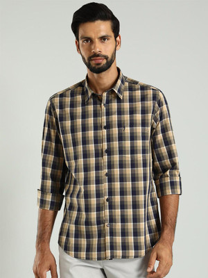 INDIAN TERRAIN Men Checkered Casual Blue Shirt