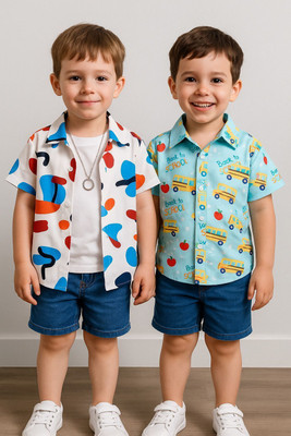 SVHFashion Boys Printed Casual Multicolor Shirt(Pack of 2)