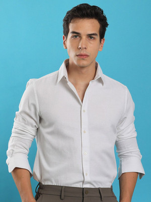 URBANICE Men Solid Formal White Shirt